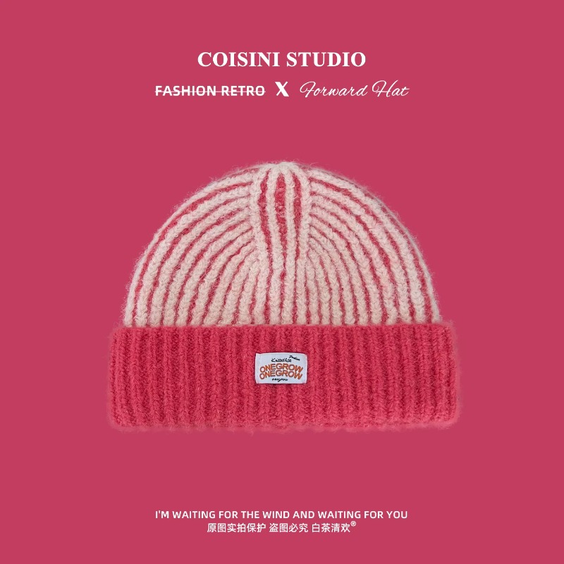 Dames gestreepte, zachte, plui - Beanie Cuffed Knit recensie en prijs